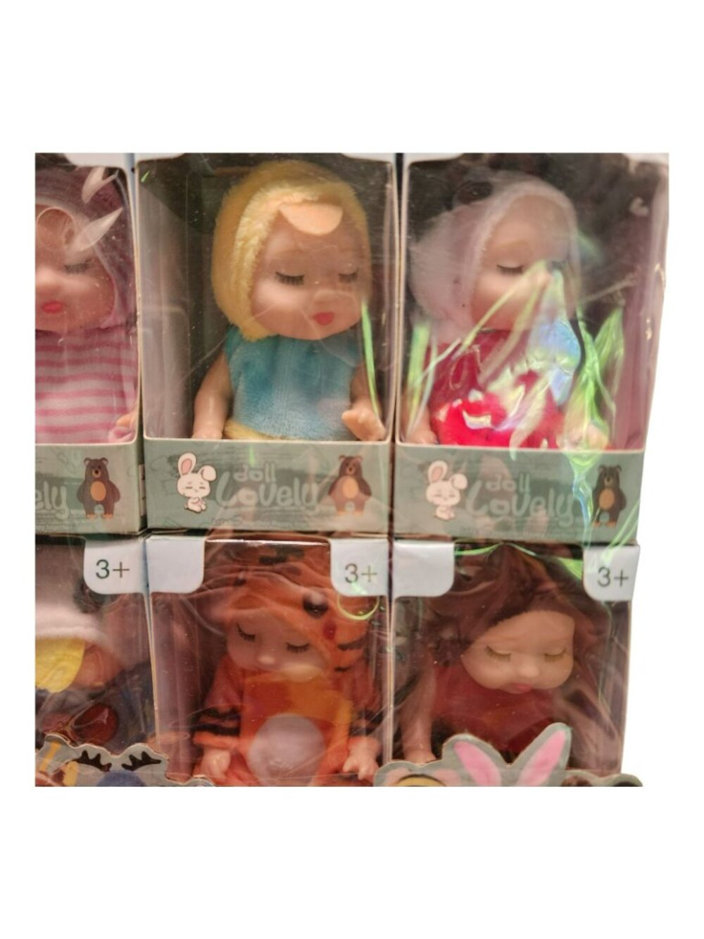 Doll Lovely 6 3.5" Mini Dolls In Animal Costumes Collectible Set For Ages 3+ - Picture 3 of 8
